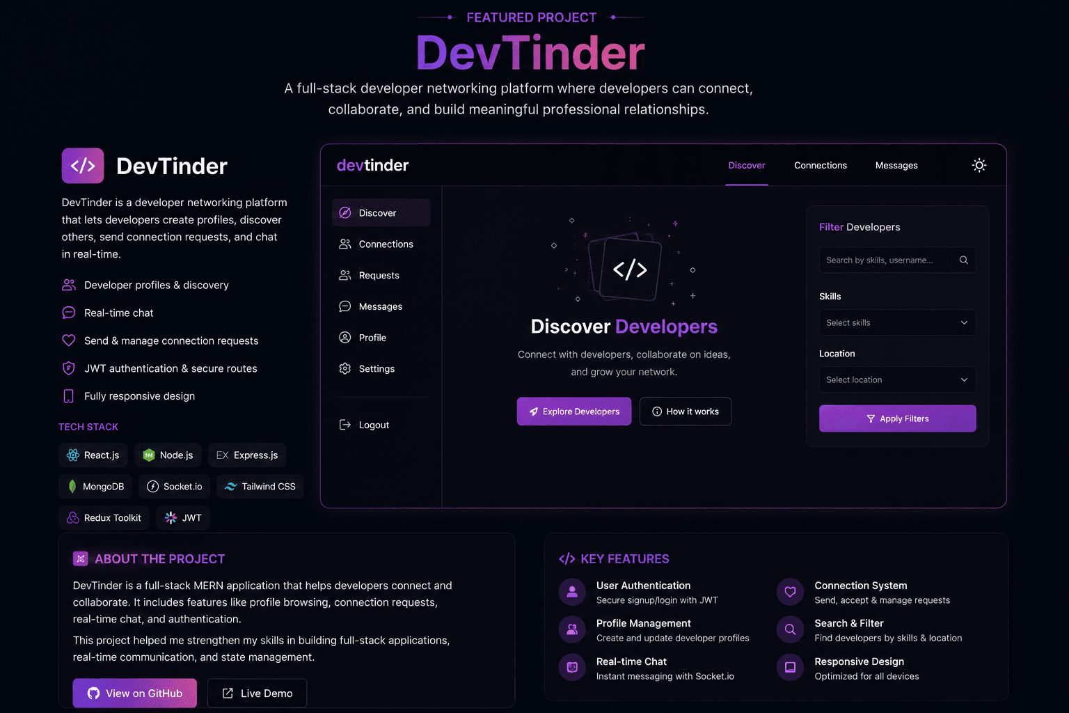 DevTinder – Developer Networking Platform